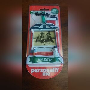 Amber Snowman Picture Frame Ornament